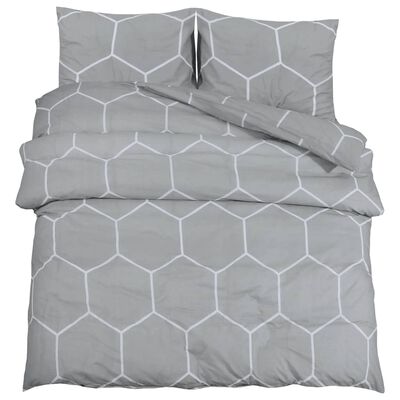 vidaXL Duvet Cover Set Grey 225x220 cm Cotton