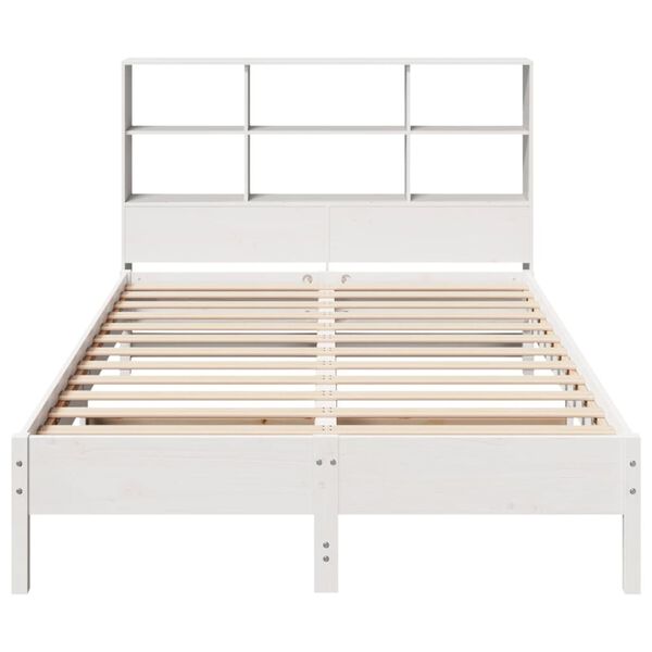 vidaXL Bookcase Bed without Mattress White 120x190 cm Small Double Solid Wood Pine