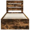 vidaXL Bed Frame with Headboard Smoked Oak 75 x 190 cm Solid Pine Wood