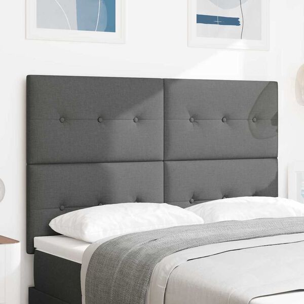 vidaXL Headboard with Headboard Dark Grey 144 cm Faux Leather