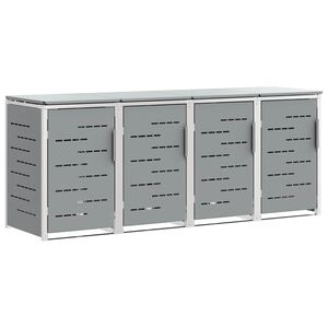 vidaXL Wheelie Bin Storage Grey 276 x 77.5 x 112.5 cm Stainless Steel