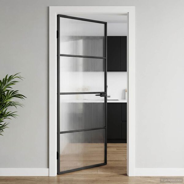 vidaXL Home Door 76 x 201.5 x 3.5 cm Aluminium and Tempered Glass