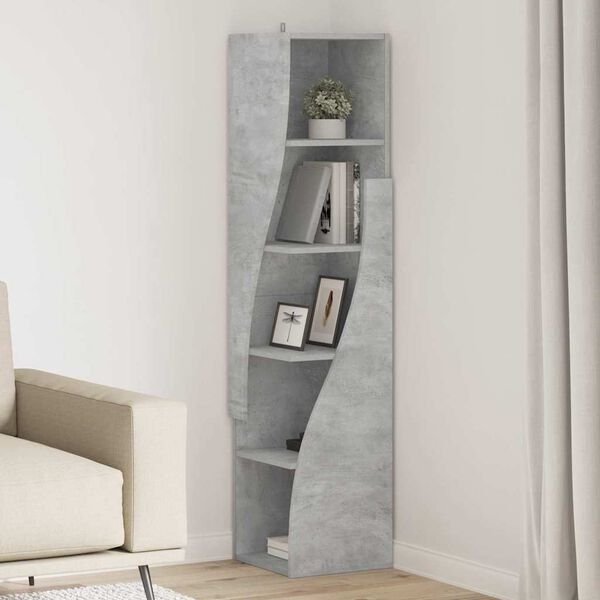 vidaXL Corner Cabinet Concrete Grey 32x32x140cm Engineered Wood