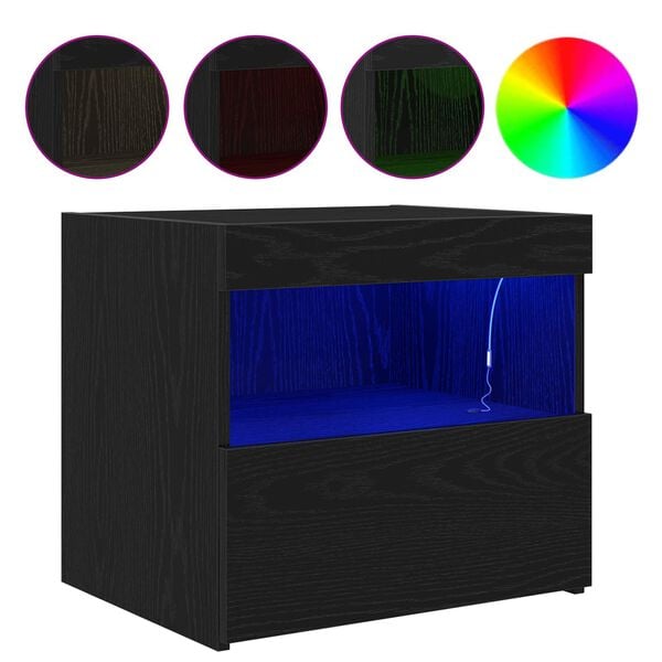 vidaXL Bedside Cabinet Black Oak 50 x 40 x 45 cm Engineered Wood