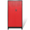 vidaXL Tool Cabinet with 2 Doors Steel 90x40x180 cm Black and Red