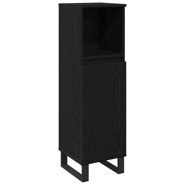 vidaXL Bathroom Cabinet Black Oak 30 x 30 x 100 cm Engineered Wood