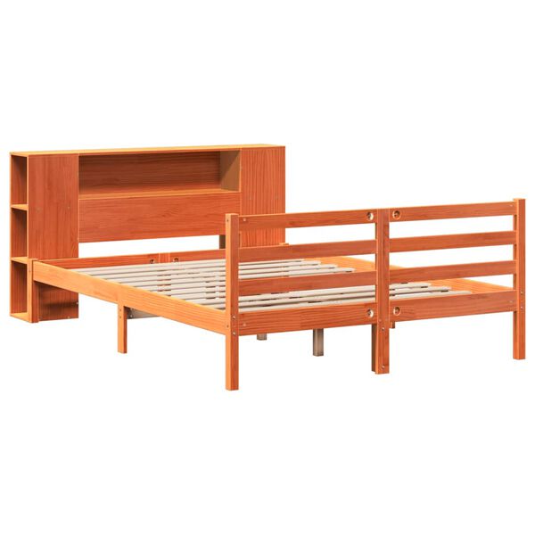 vidaXL Bookcase Bed without Mattress Wax Brown 140x200 cm Solid Wood Pine