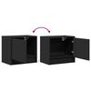 vidaXL Wall-mounted Bedside Cabinet with LED Lights Black