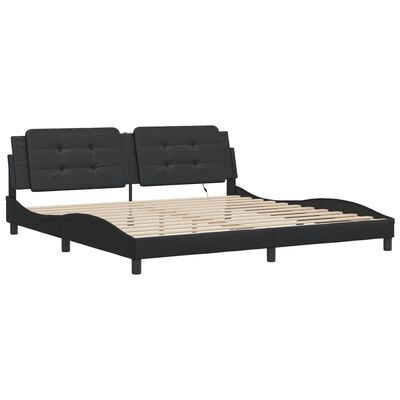 vidaXL Bed Frame with LED Lights Black 200x200 cm Faux Leather