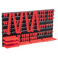 vidaXL 71 Piece Storage Kit with Wall Panels Red and Black
