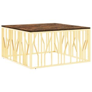 vidaXL Coffee Table Gold Stainless Steel and Solid Wood Reclaimed