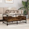 vidaXL Coffee Table with Glass Top Smoked Oak 98.5x50x45 cm Steel