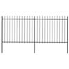 vidaXL Garden Fence with Spear Top Steel 337x150 cm Black