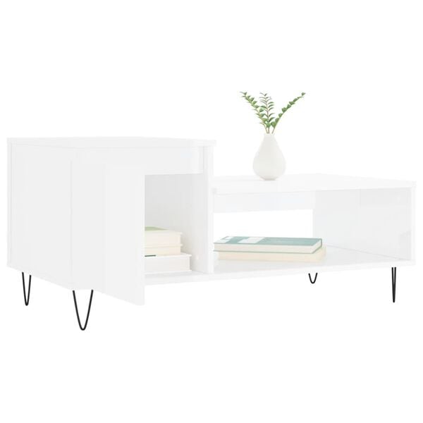 vidaXL Coffee Table High Gloss White 100x50x45 cm Engineered Wood