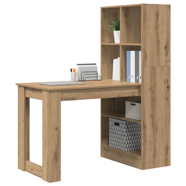 vidaXL Desk with Shelf Artisan Oak 122 x 67 x 145 cm Engineered Wood