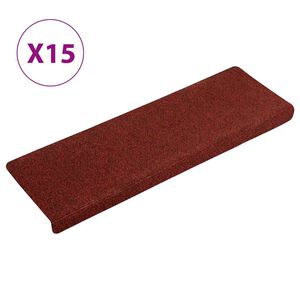 vidaXL Stair Mats Self-adhesive 15 pcs 65x21x4 cm Bordeaux Red