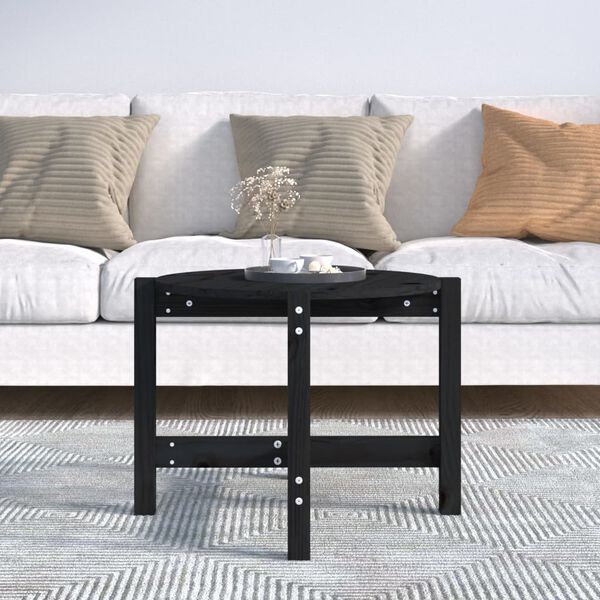 vidaXL Coffee Table Black &Oslash; 62.5x45 cm Solid Wood Pine