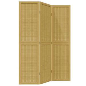 vidaXL Room Divider 3 Panels Brown Solid Wood Paulownia