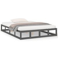 vidaXL Bed Frame Grey 120x190 cm Small Double Solid Wood