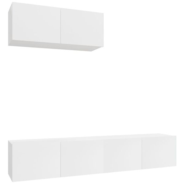 vidaXL 3 Piece TV Cabinet Set High Gloss White Engineered Wood