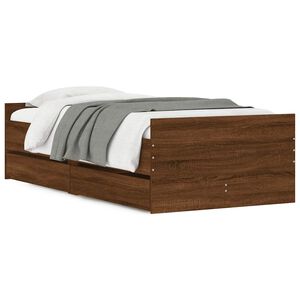 vidaXL Bed Frame with Drawers without Mattress Brown Oak 90x190 cm Single
