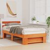 vidaXL Bed Frame with Headboard Wax Brown 100 x 200 cm Solid Pine Wood