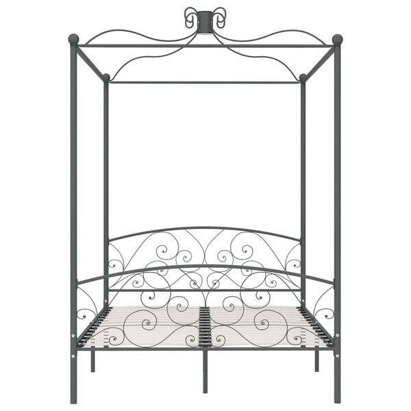 vidaXL Canopy Bed Frame without Mattress Grey Metal 140x200 cm
