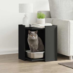 vidaXL Cat Litter Box Enclosure Black 42x42x51 cm Engineered Wood