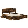 vidaXL Bed Frame with Drawer Smoked Oak 200 x 200 cm Engineered Wood