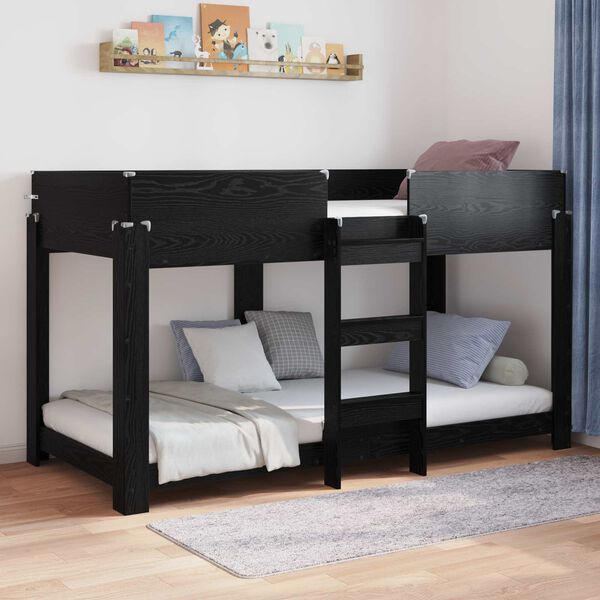 vidaXL Bunk Bed for Kids Black Oak 90 x 200 cm Engineered Wood