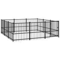 vidaXL Outdoor Dog Kennel Steel 8.47 m²