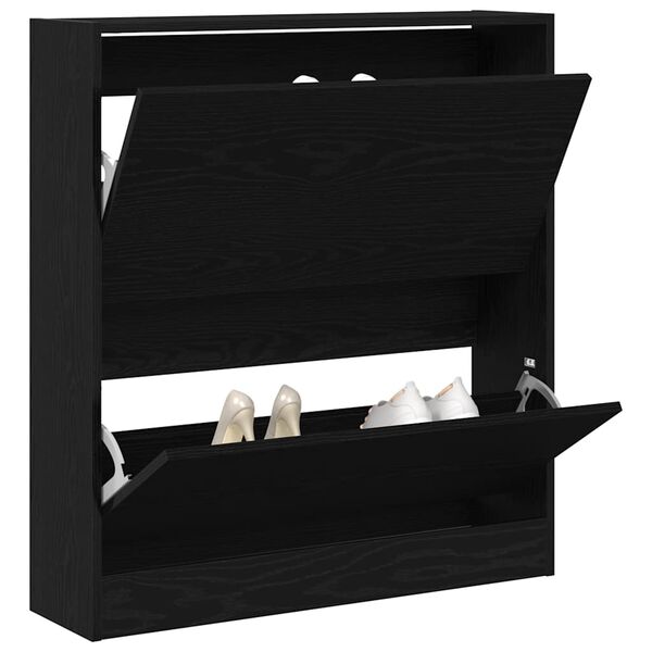 vidaXL Shoe Cabinet Black Oak 80 x 21 x 87.5 cm Engineered Wood