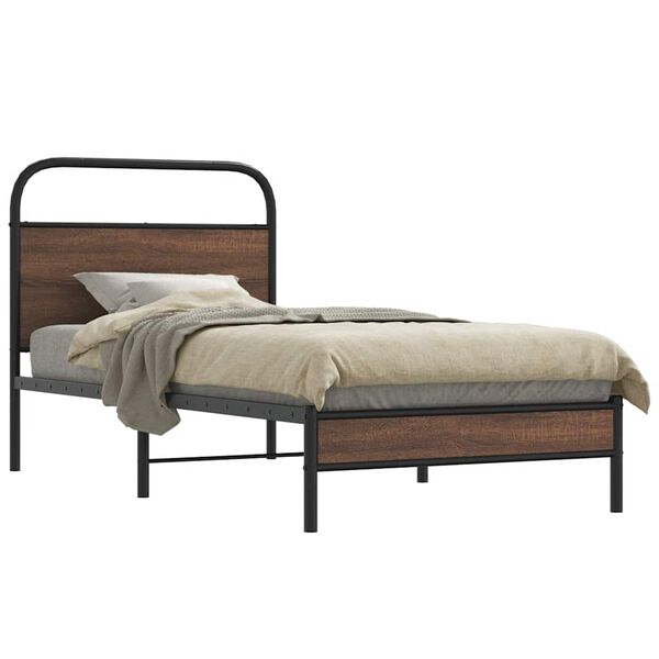 vidaXL Bed Frame without Mattress 107x203 cm Brown Oak Engineered Wood