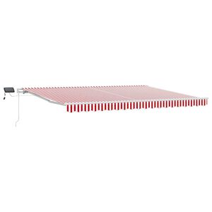 vidaXL Retractable Awning Red and White 450 x 300 cm