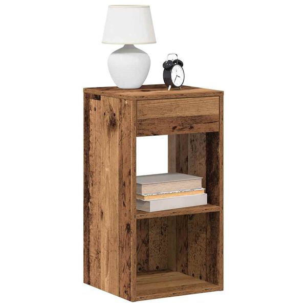 vidaXL Bedside Cabinets with Drawer 2 pcs Old Wood 35x34x66.5 cm
