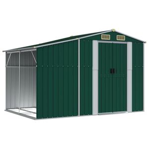 vidaXL Garden Shed Green 277x192.5x179 cm Galvanised Steel