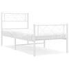 vidaXL Metal Bed Frame without Mattress with Footboard White 80x200cm