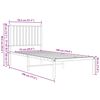vidaXL Metal Bed Frame without Mattress with Headboard White 75x190cm