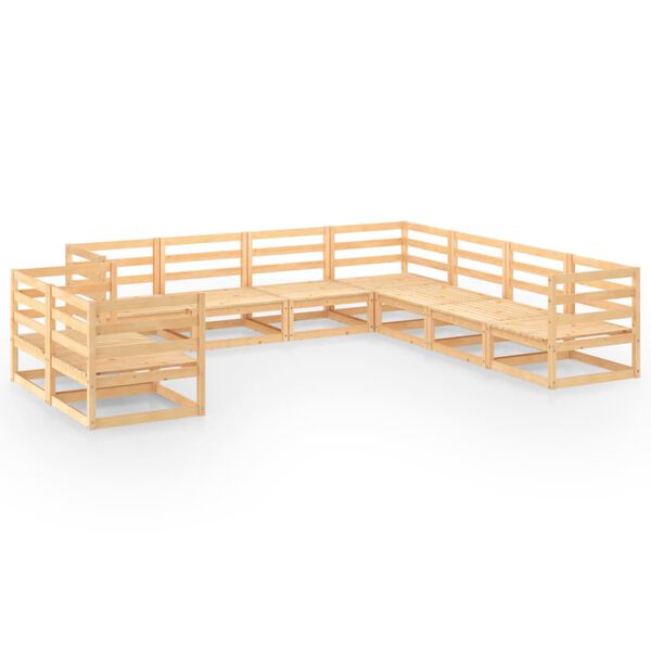 vidaXL 9 Piece Garden Lounge Set Solid Wood Pine
