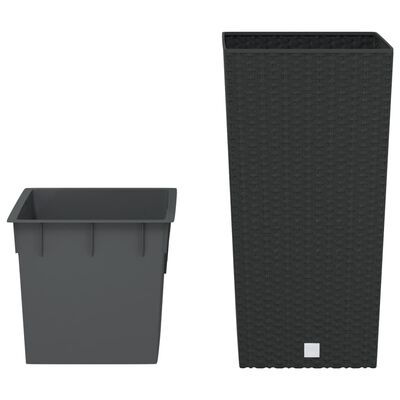 vidaXL Planter with Removable Inner Anthracite 11 / 26.5 L PP Rattan