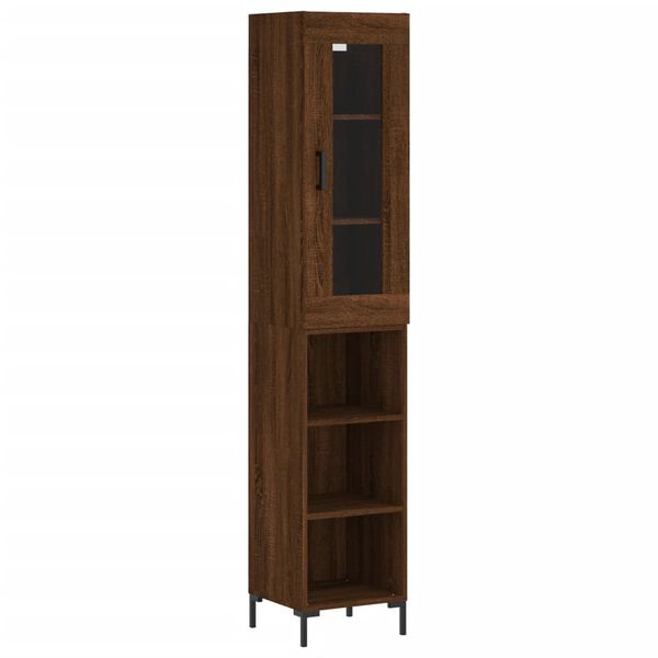 vidaXL Highboard Brown Oak 34.5x34x180 cm Engineered Wood