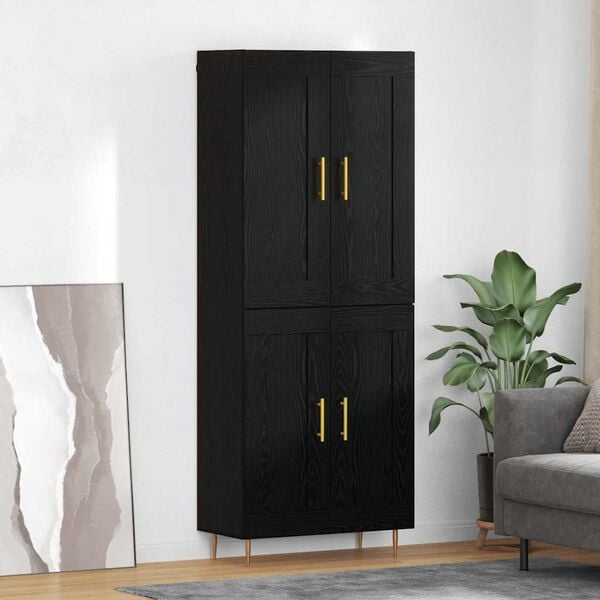 vidaXL Highboard Black Oak 69.5 x 34 x 180 cm Engineered Wood