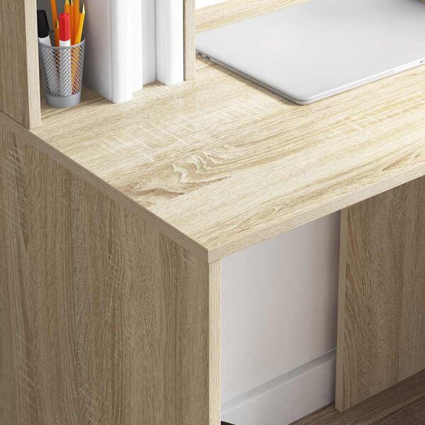 vidaXL Desk with Shelf Sonoma Oak 91 x 50 x 149 cm Engineered Wood