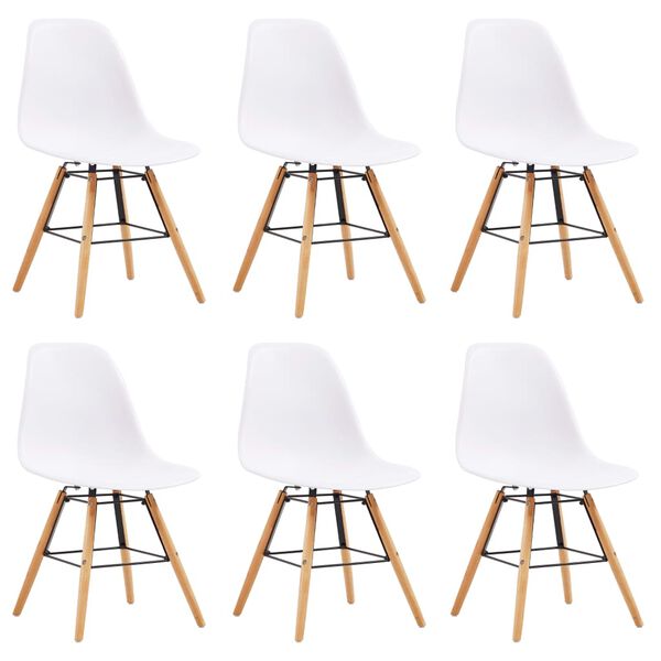 vidaXL Dining Chairs 6 pcs White Plastic