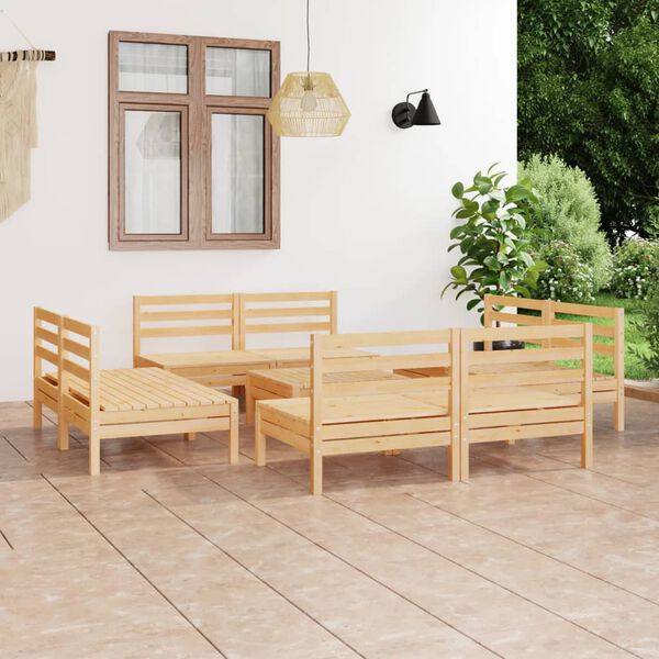 vidaXL 9 Piece Garden Lounge Set Solid Pinewood