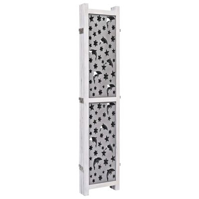 vidaXL 5-Panel Room Divider Grey 175x165 cm Solid Wood