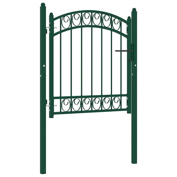 vidaXL Fence Gate with Arched Top Steel 100x86 cm Green