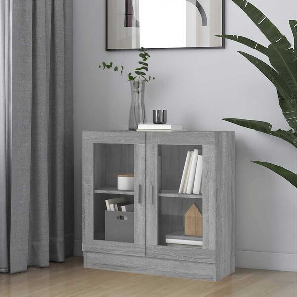 vidaXL Vitrine Cabinet Grey Sonoma 82.5x30.5x80 cm Engineered Wood