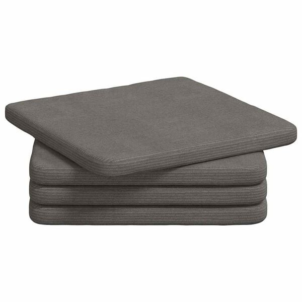 vidaXL Seat Cushions 4 pcs Light Grey 40 x 40 x 3 cm Corduroy Fabric
