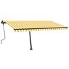 vidaXL Freestanding Manual Retractable Awning 450x350 cm Yellow/White